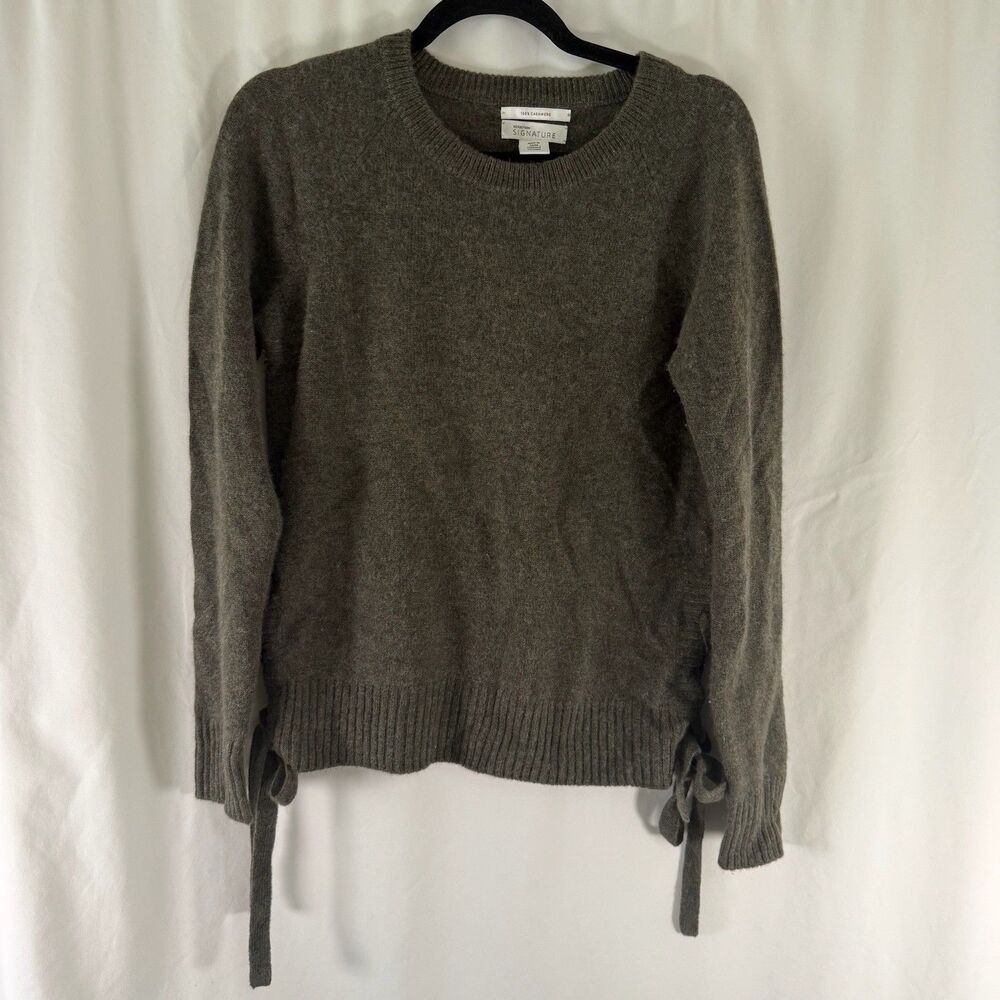 Nordstrom Signature 100% Cashmere Sweater Women's Medium Green Knit Pullover